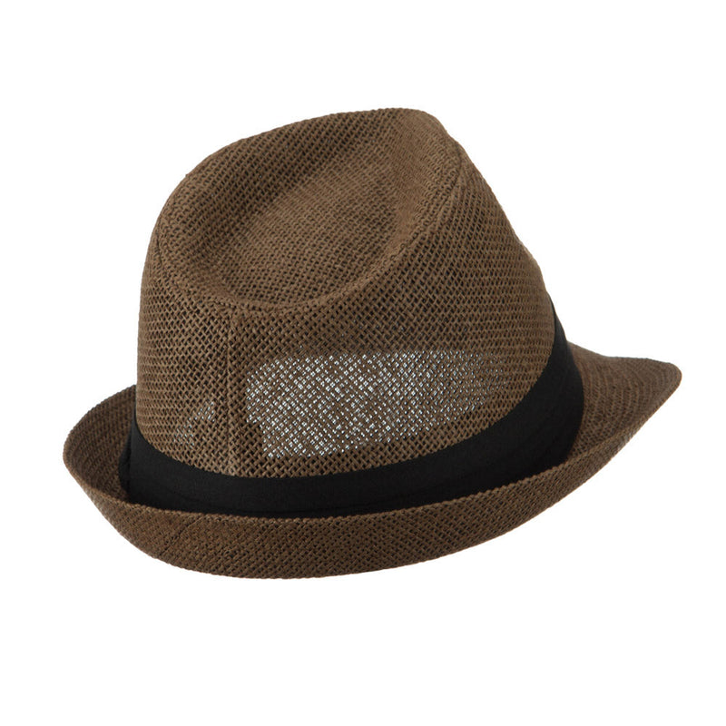 Pleated Hat Band Straw Fedora Hat