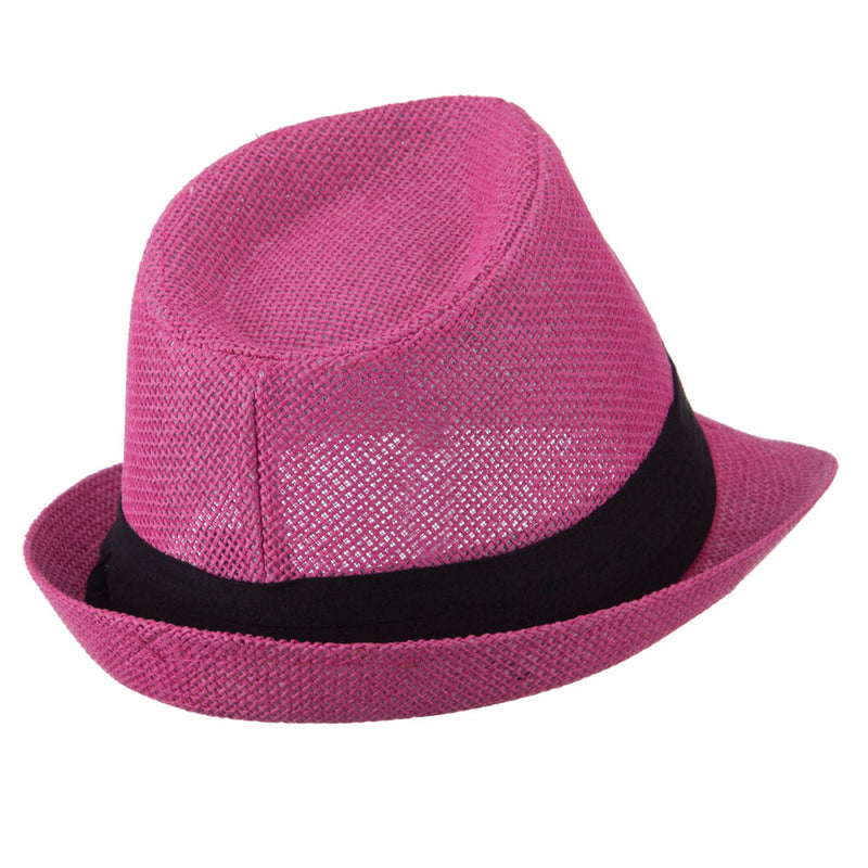 Pleated Hat Band Straw Fedora Hat