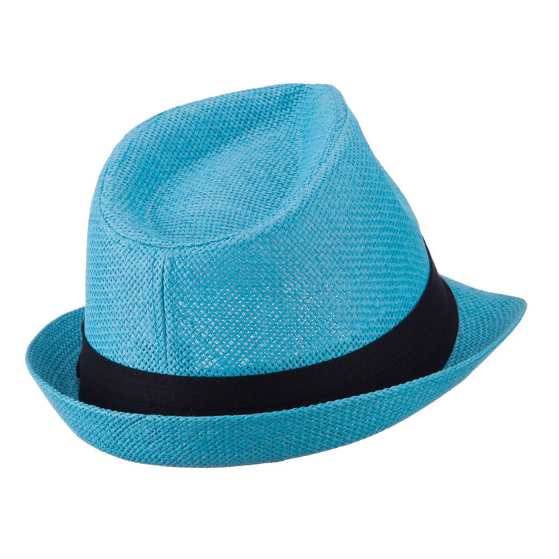 Pleated Hat Band Straw Fedora Hat