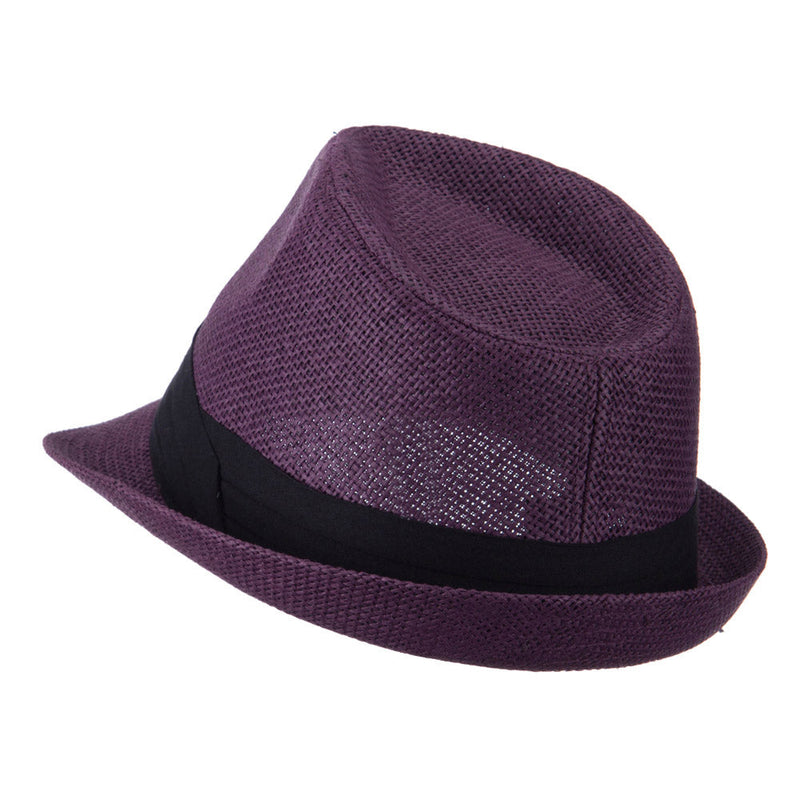Pleated Hat Band Straw Fedora Hat