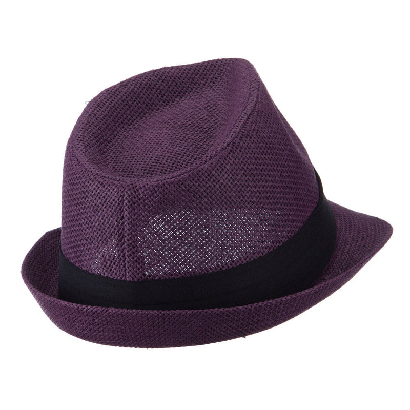 Pleated Hat Band Straw Fedora Hat