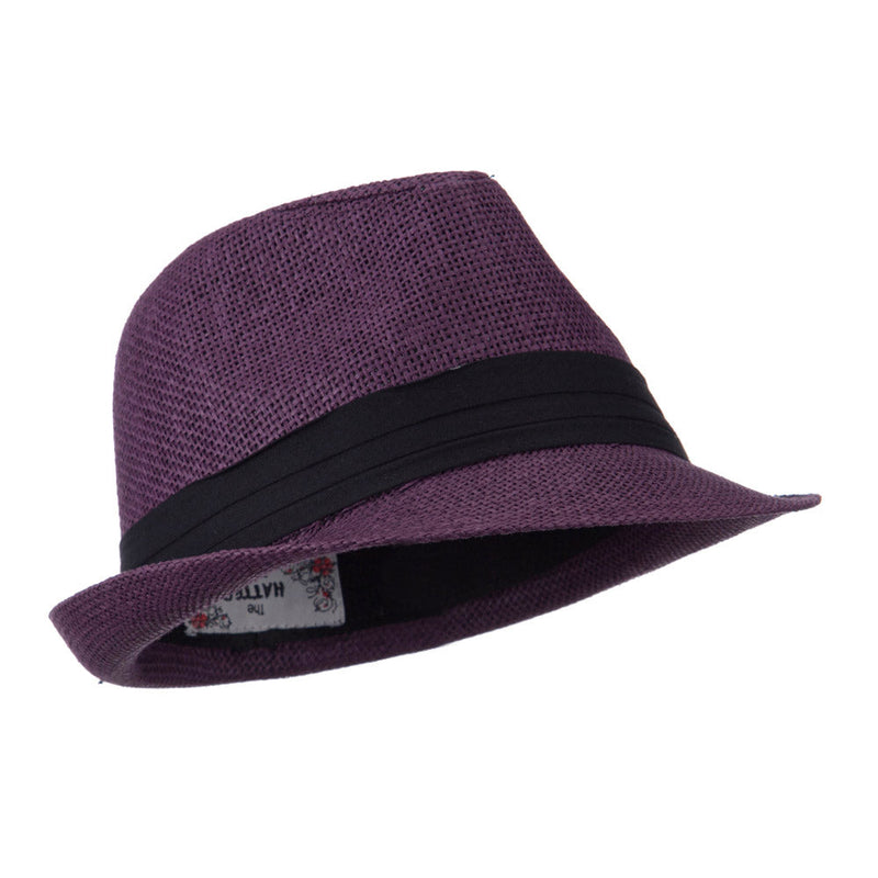 Pleated Hat Band Straw Fedora Hat