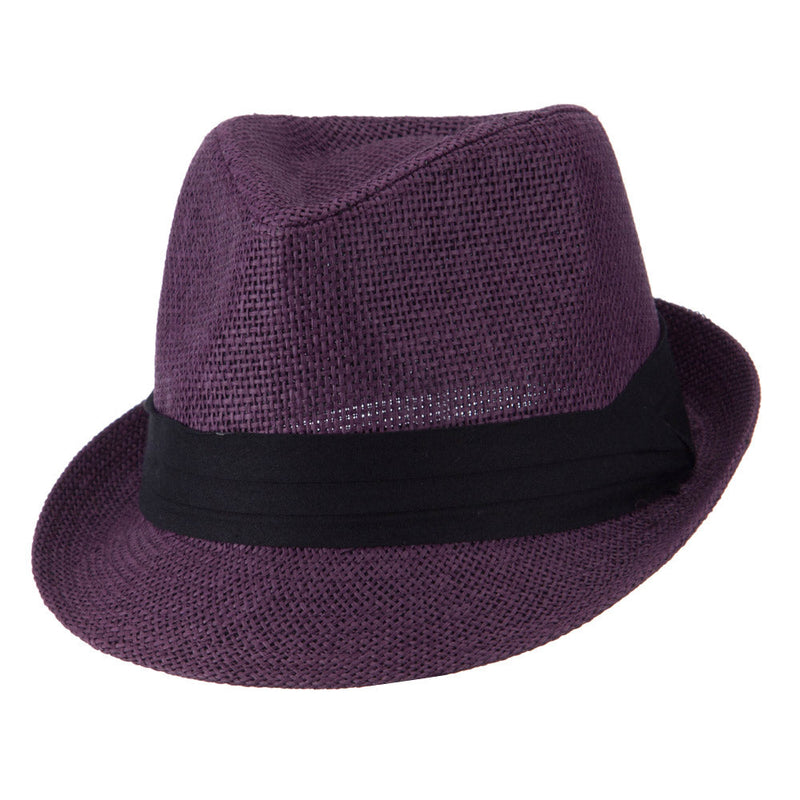 Pleated Hat Band Straw Fedora Hat