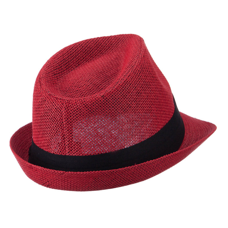 Pleated Hat Band Straw Fedora Hat
