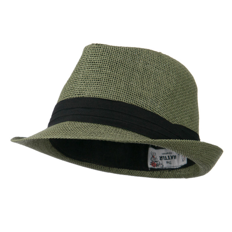 Pleated Hat Band Straw Fedora Hat