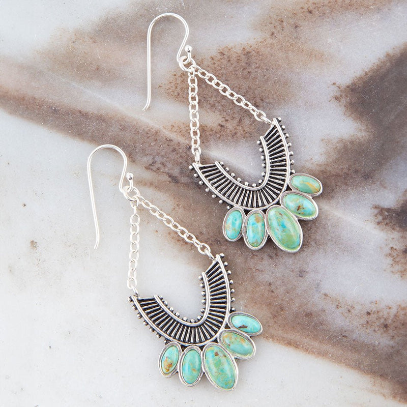 Phantom Turquoise and Sterling Silver Chandelier Earrings