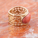 Pharoah Orange Sponge Coral and Golden Bronze Ring