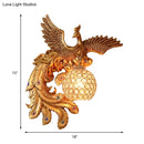 GobekUsa Phoenix Sconce Lighting Resin Wall Lamp with Crystal Dome Shade - Lodge Style, Gold Finish