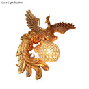 GobekUsa Phoenix Sconce Lighting Resin Wall Lamp with Crystal Dome Shade - Lodge Style, Gold Finish