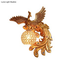 GobekUsa Phoenix Sconce Lighting Resin Wall Lamp with Crystal Dome Shade - Lodge Style, Gold Finish