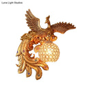 GobekUsa Phoenix Sconce Lighting Resin Wall Lamp with Crystal Dome Shade - Lodge Style, Gold Finish