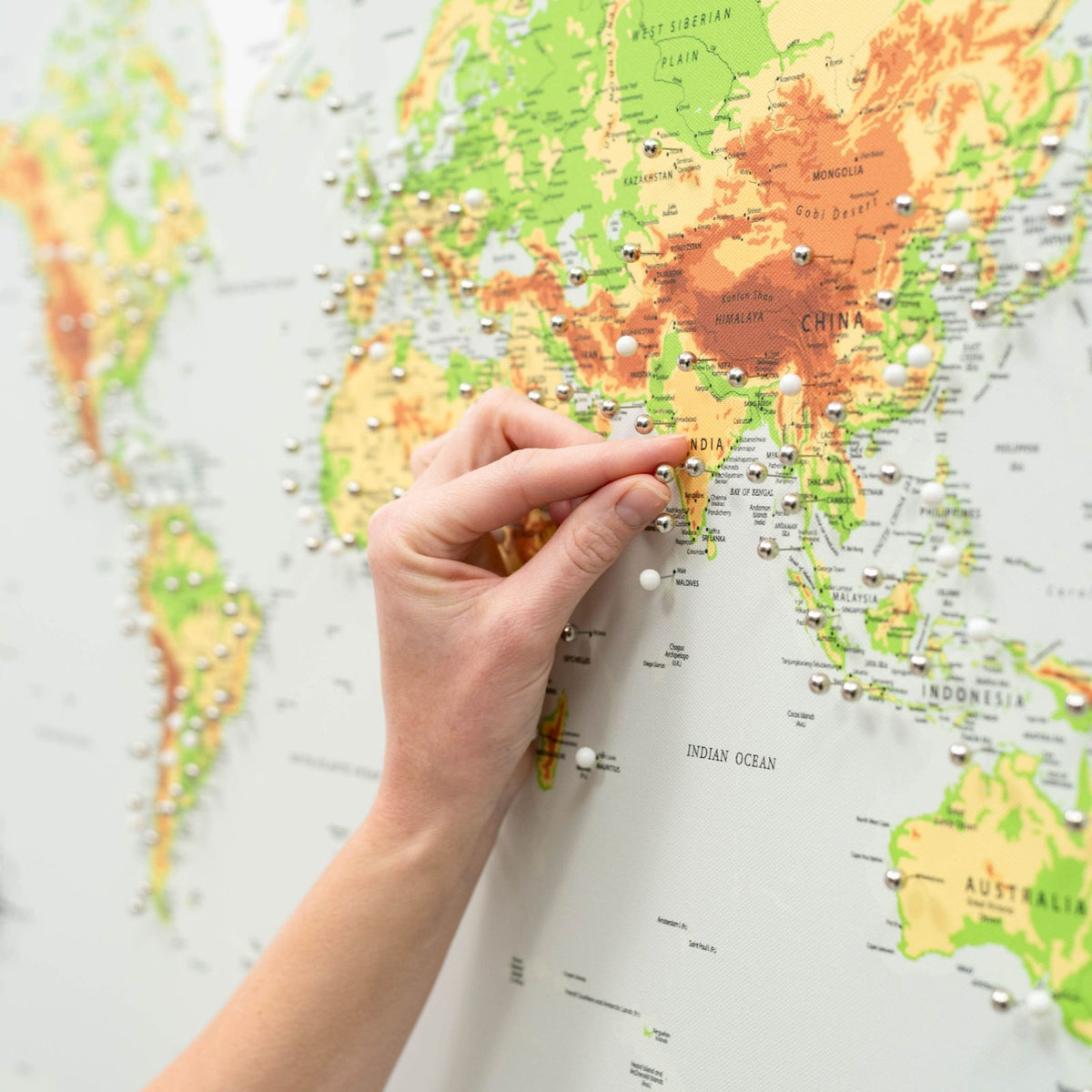 World Map on Canvas - Physical, photo 8 of 13
