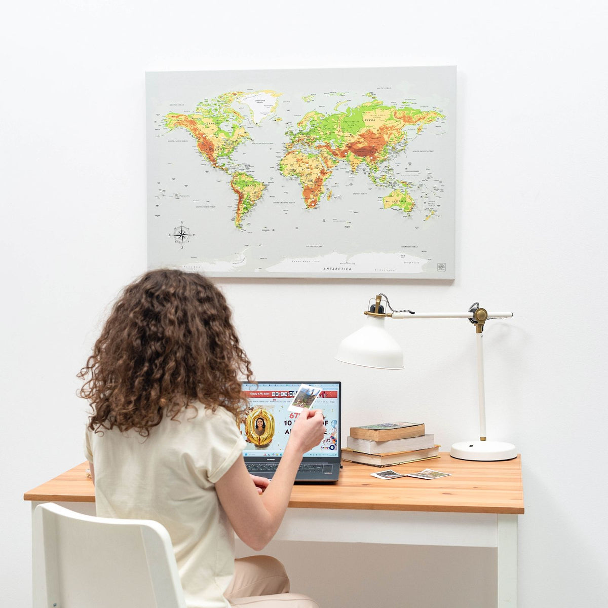 World Map on Canvas - Physical, photo 5 of 13