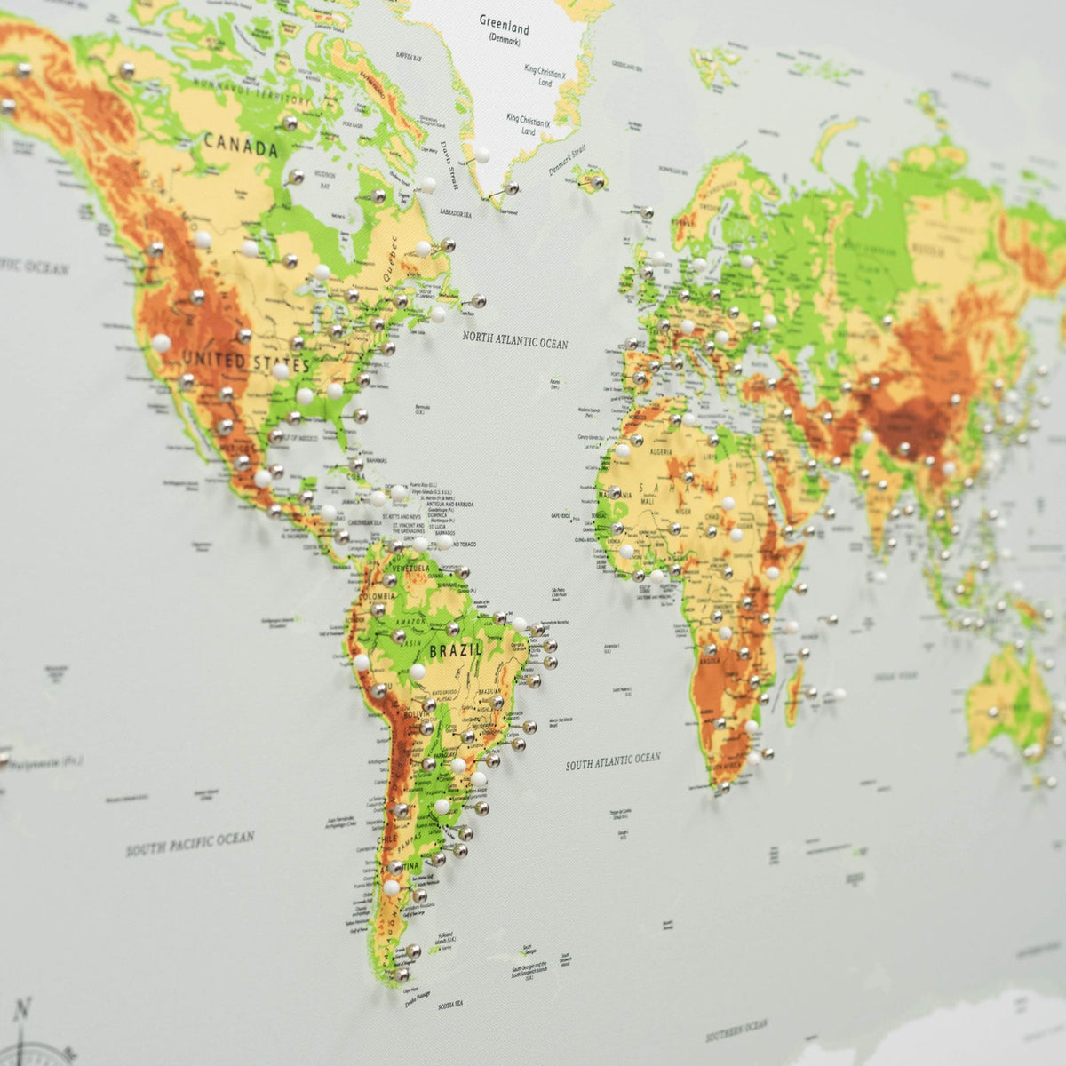 World Map on Canvas - Physical, photo 7 of 13