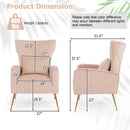 Velvet Upholstered Wingback Chair with Lumbar Pillow and Golden Metal Legs by LJGDeals