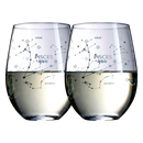 Set of 2 Zodiac Sign Wine Glasses with 2 Wooden Coasters (Pisces)