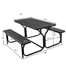 HDPE Outdoor Picnic Table Bench Set with Metal Base by LJGDeals