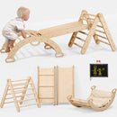 Pikler Triangle Set for Toddlers: Triangle Ladder + Climbing Arch + Slide Board + Cushion