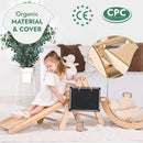 Pikler Triangle Set for Toddlers: Triangle Ladder + Climbing Arch + Slide Board + Cushion