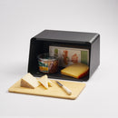 Bread Box with Cutting Board Lid - Steel + Wood
