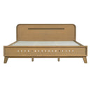 Pine Solid Wood Queen Size Bed, Rustic Yellow