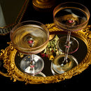 The Wine Savant Ribbed Coupe Cocktail Glasses 8 oz | Set of 2 (Rose Pink)