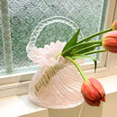 GobekUsa Crystal Flower Basket: Handmade Glass Plant Vase Home Wedding Decor