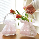 GobekUsa Crystal Flower Basket: Handmade Glass Plant Vase Home Wedding Decor