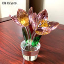 GobekUsa Crystal Tulip Lily Flower Sculpture Ornament Table Decor Centerpiece