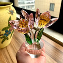 GobekUsa Crystal Tulip Lily Flower Sculpture Ornament Table Decor Centerpiece