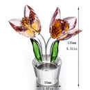 GobekUsa Crystal Tulip Lily Flower Sculpture Ornament Table Decor Centerpiece