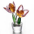 GobekUsa Crystal Tulip Lily Flower Sculpture Ornament Table Decor Centerpiece