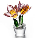 GobekUsa Crystal Tulip Lily Flower Sculpture Ornament Table Decor Centerpiece