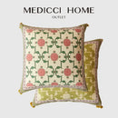 GobekUsa Datura Flowers Print Wool Velvet Mandala Cushion Cover Luxe Pillow Case