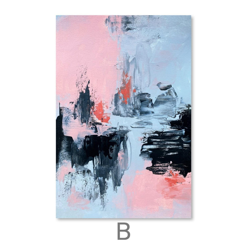 Pink And Grey Abstract Canvas