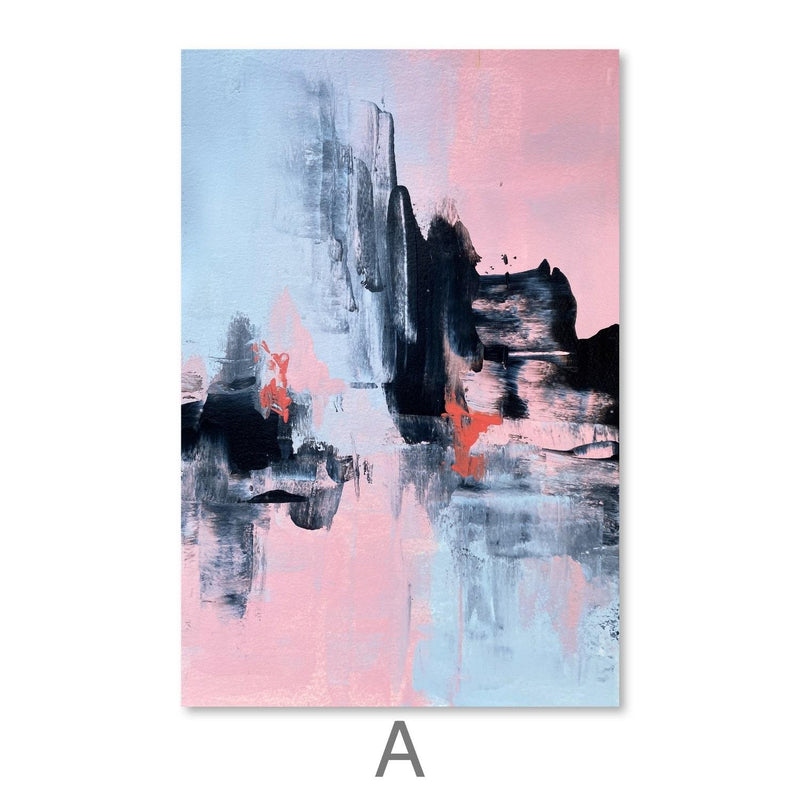 Pink And Grey Abstract Canvas