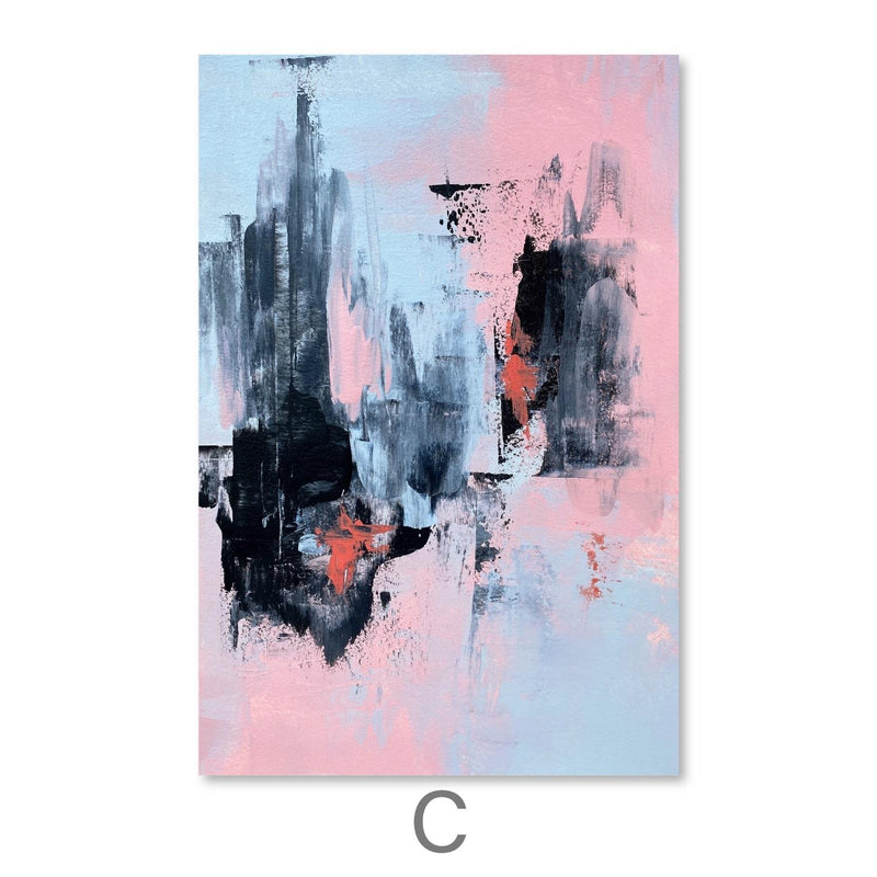 Pink And Grey Abstract Canvas