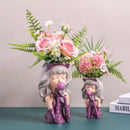 GobekUsa Bubble Gum Girl Flower Vase - Stylish Resin Plant Pot for Home Decor