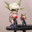 GobekUsa Bubble Gum Girl Flower Vase - Stylish Resin Plant Pot for Home Decor