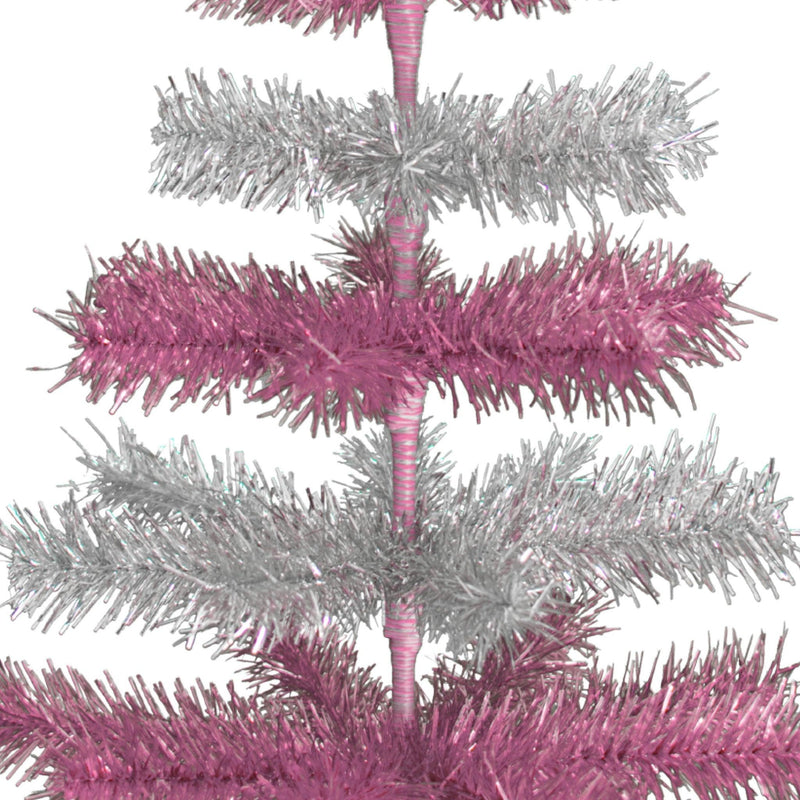 Pink & Silver Layered Tinsel Trees