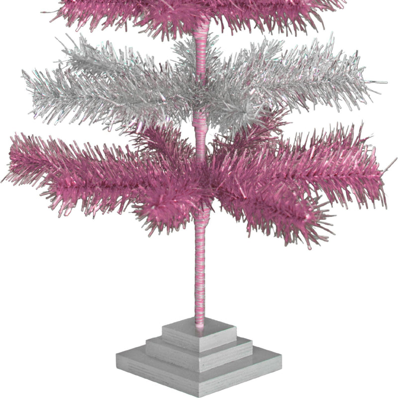 Pink & Silver Layered Tinsel Trees