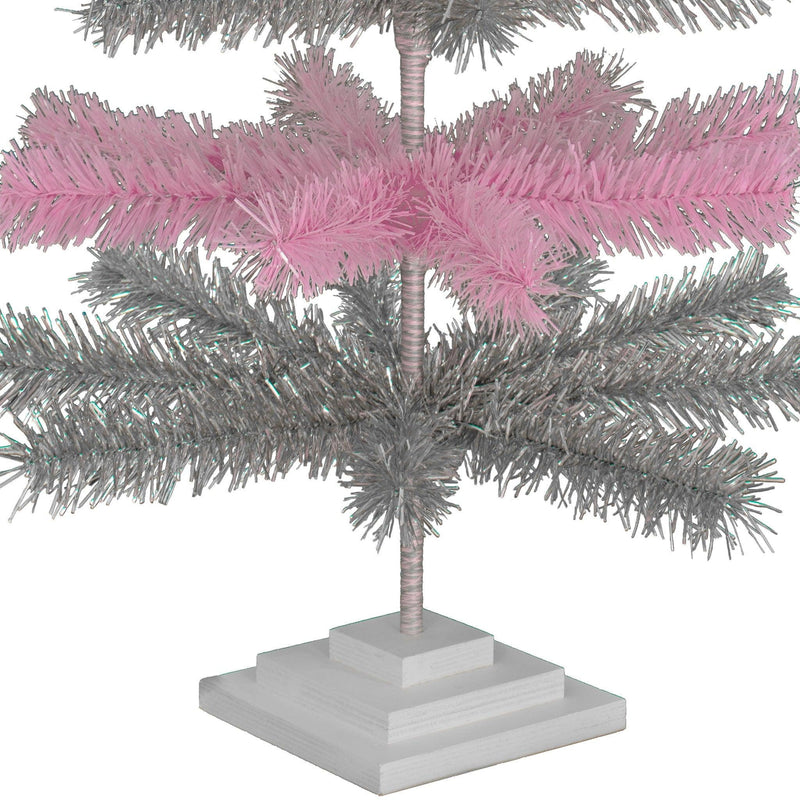 Pink & Silver Layered Tinsel Trees