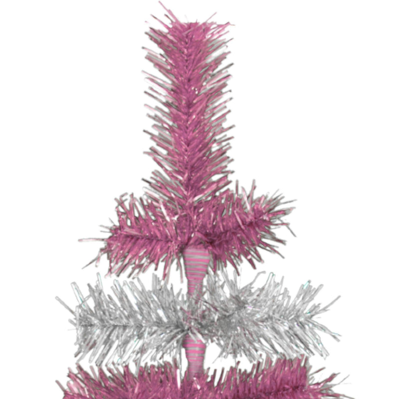 Pink & Silver Layered Tinsel Trees