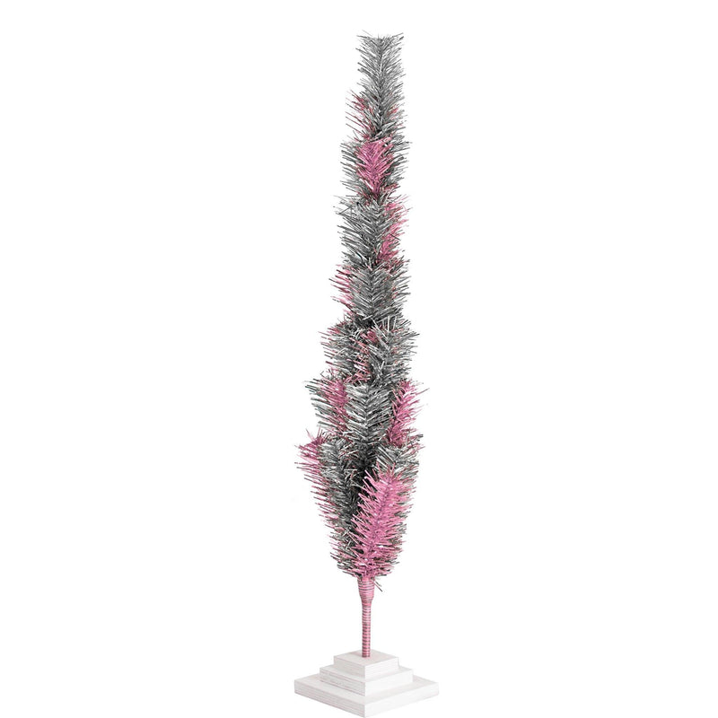 Pink & Silver Mixed Tinsel Christmas Tree