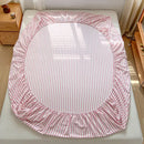 GobekUsa Cotton Stripe Fitted Sheet- Single Cozy Mattress Cover with Elastic Band