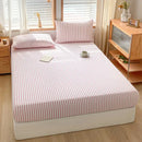 GobekUsa Cotton Stripe Fitted Sheet- Single Cozy Mattress Cover with Elastic Band