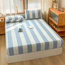 GobekUsa Cotton Stripe Fitted Sheet- Single Cozy Mattress Cover with Elastic Band