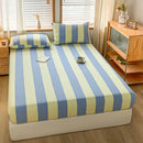 GobekUsa Cotton Stripe Fitted Sheet- Single Cozy Mattress Cover with Elastic Band