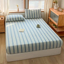 GobekUsa Cotton Stripe Fitted Sheet- Single Cozy Mattress Cover with Elastic Band