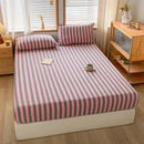 GobekUsa Cotton Stripe Fitted Sheet- Single Cozy Mattress Cover with Elastic Band